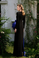 Column Gown with Sculpted Blue Rose Hip & Jewelled Neckline for women, from IHF ATELIER, The Viet Concept