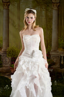 Ivory Cascade Asymmetric High-Low White Dress for women, from MADDY HATES ROSE, The Viet Concept