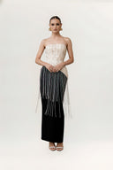 Nidalii Noir Gold Bustier Crepe Evening Gown for women, from JOSEPHINE, The Viet Concept 