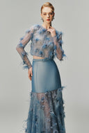 Margée Atelier • Dream Blue Couture Lace & Taffeta Two-Piece Evening Set