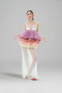 LA VIERGE • Dalia Tiered Ombré Tulle Maxi Dress
