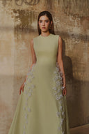 L' SCARLETT • Verdant 3D Crystal Floral Embellished Flared Midi Dress