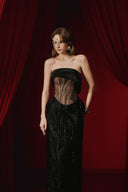 Natasha Beaded Glitter Tulle Strapless Column Gown for women, from JOSEPHINE, The Viet Concept