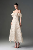 IHF STUDIO • Noir Floral Vine Lace Off-Shoulder Midi A-Line Dress