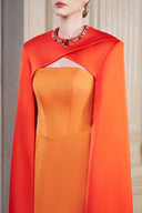 Rosé Blossom Crystal Cape Strapless Column Evening Gown for women, from IHF ATELIER, The Viet Concept