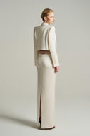 Celestia Ivory Silk Taffeta Cropped Blazer for women, from IHF STUDIO, The Viet Concept 