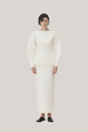 White Tam Hourglass Boat Neck Tweed Top for women, from TINH, The Viet Concept 
