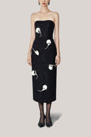 Leila Strapless Flower Applique Tweed Midi Dress for women, from HOBB, The Viet Concept 