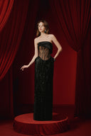 Natasha Beaded Glitter Tulle Strapless Column Gown for women, from JOSEPHINE, The Viet Concept