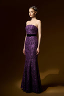 Lyon Velvet Cape Bustier Mermaid Gown in Dark Purple Lace Luxury for women, from IHF ATELIER, The Viet Concept 