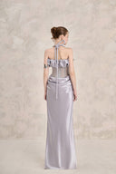 LINH PHUNG • Valencia Draped Silk Halter Corset Evening Gown