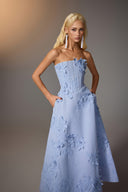 Tone-on-Tone Floral Embroidered Corset Dress for women, from KEIRA TONG, The Viet Concept 