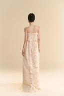 LINH PHUNG • Ivoria One-Shoulder Floral Lace Evening Gown with High Slit in Ivory