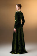 IHF ATELIER • Midnight Pearl Grain Velvet V-Neck A-Line Evening Gown