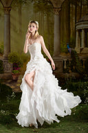 Ivory Cascade Asymmetric High-Low White Dress for women, from MADDY HATES ROSE, The Viet Concept