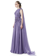 Amethyst Crystal Bow Draped Cape Gown for women, from MR CRAZY & LADY SEXY, The Viet Concept 
