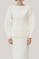 White Tam Hourglass Boat Neck Tweed Top for women, from TINH, The Viet Concept 