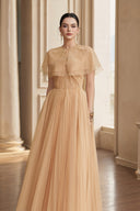 Aurelia Golden Veil Layered Gown for women, from JOSEPHINE, The Viet Concept 