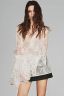 White Melanie Oversized Lace Blouse for women, from HUONG, The Viet Concept 