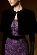 Lyon Velvet Cape Bustier Mermaid Gown in Dark Purple Lace Luxury for women, from IHF ATELIER, The Viet Concept 