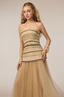 21SIX • Mirella Crystal-Embellished Layered Tulle Evening Gown
