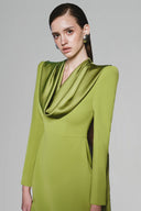 Front Pencil Scarf Neck Cotton Silk Midi Dress for women, from White Plan, teh Viet Concept 