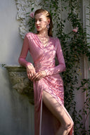 Crystal Embellished V-Neck Column Evening Gown for women, from IHF ATELIER, The Viet Concept