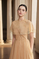 Aurelia Golden Veil Layered Gown for women, from JOSEPHINE, The Viet Concept 