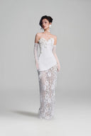 KEIRA TONG • Bouquet Baroque Lace Corset Strapless Maxi Dress