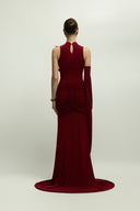 Voltaire Dress Draped Floral Jersey Gown for women, from JENNY K TRAN, The Viet Concept 