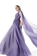 Amethyst Crystal Bow Draped Cape Gown for women, from MR CRAZY & LADY SEXY, The Viet Concept 