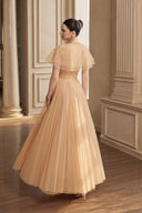 Aurelia Golden Veil Layered Gown for women, from JOSEPHINE, The Viet Concept 
