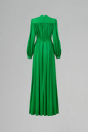 Tunic Emerald Evening Gown – High Neck Bouffant Sleeves Luxury for women, from IHF ATELIER, The Viet Concept