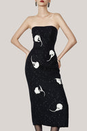 Leila Strapless Flower Applique Tweed Midi Dress for women, from HOBB, The Viet Concept 