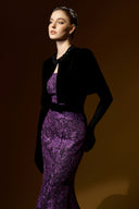Lyon Velvet Cape Bustier Mermaid Gown in Dark Purple Lace Luxury for women, from IHF ATELIER, The Viet Concept 