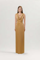Cassopie Golden Drape Embellished Gown for women, from JOSEPHINE, The Viet Concept 