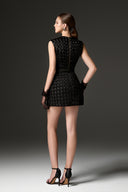 Noir Éclat Smocked Silk Mini Dress for women, from IHF STUDIO, The Viet Concept