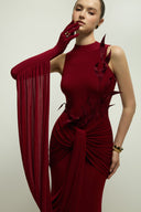 Voltaire Dress Draped Floral Jersey Gown for women, from JENNY K TRAN, The Viet Concept 