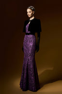 Lyon Velvet Cape Bustier Mermaid Gown in Dark Purple Lace Luxury for women, from IHF ATELIER, The Viet Concept 