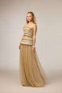 21SIX • Mirella Crystal-Embellished Layered Tulle Evening Gown