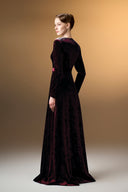IHF ATELIER • Midnight Pearl Grain Velvet V-Neck A-Line Evening Gown