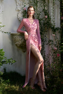 Crystal Embellished V-Neck Column Evening Gown for women, from IHF ATELIER, The Viet Concept