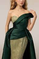 21SIX • Azalea Sequin & Taffeta Asymmetric Cape Train Gown