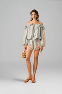 Élan Off-Shoulder Lace Linen Jumpsuit for women, from XITA, The Viet Concept 