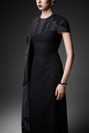 GVLUX • Aqualume Asymmetric Cape A-Line Denim Gown