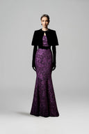 Lyon Velvet Cape Bustier Mermaid Gown in Dark Purple Lace Luxury for women, from IHF ATELIER, The Viet Concept 