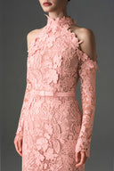 IHF STUDIO • Scarlet Floral Garden Lace Halter Evening Gown