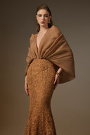IHF ATELIER • Bloom Rose Crystal-Embellished Mermaid Gown with Hooded Cape