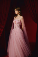 Daria Floral Embellished Glitter Tulle A-Line Midi Dress for women, from JOSEPHINE, The Viet Concept