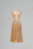 ROSEE de MATIN • Floral Pleated Midi Lace Dress